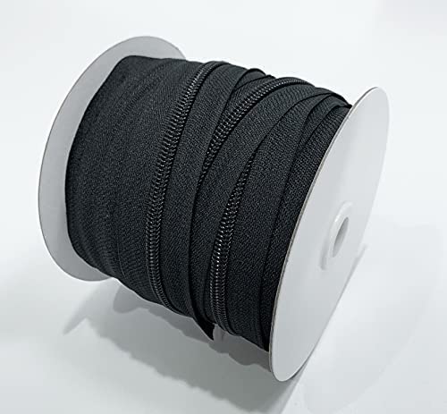 10 Meter / durchgehender Reißverschluss aus Nylon, mit 10 Schiebern aus Metall #8, Reißverschluss zum Nähen von Kleidung, Basteln, Nähen, schwarzer Reißverschluss, (332, 10 m) von 通用