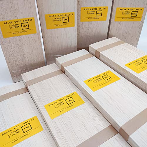 10 Stück 2 mm Balsaholzplatten 100 mm x 300 mm natürliches unlackiertes Holz für Haus Flugzeug Schiff Boot DIY Holzplatte Modell Bastelprojekt von 通用