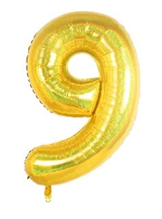 100cm Folienballon Holografisches Gold Zahlen 9 von 通用