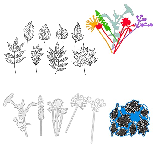 13 Stück Stanzschablonen Blumen, Blüten Prägeschablonen Blätter Stanzformen, Metall Stanzformen Blumen Silber, für DIY Karte Sammelalbum, Papier Karte Hochzeit Dekor von Molyorch