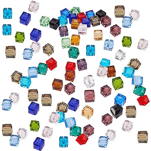 240 Stück 12 Farben 4 Mm Cube Kristall Glas Perlen, Diy Handgemachte Perlen, Böhmische Kristallperlen, Bunte Perlen Zum für Threading, Wodurch Armbänder, Diy Schmuck Handwerk von Oenothera