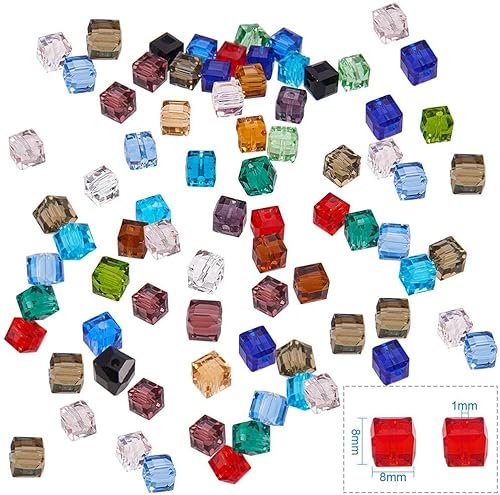 240 Stück 12 Farben 4 Mm Cube Kristall Glas Perlen, Diy Handgemachte Perlen, Böhmische Kristallperlen, Bunte Perlen Zum für Threading, Wodurch Armbänder, Diy Schmuck Handwerk von Oenothera