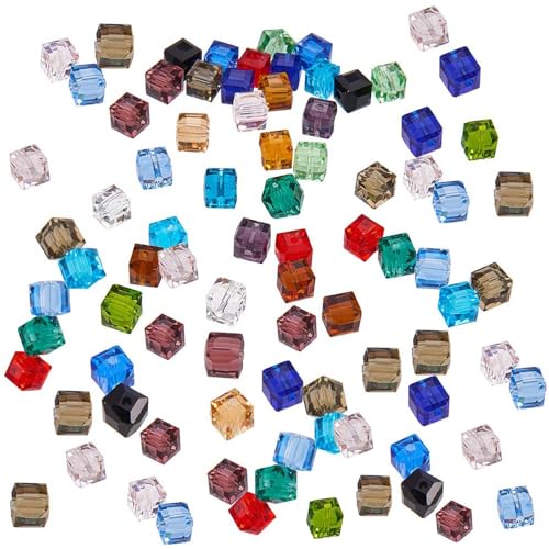 240 Stück 12 Farben 4 Mm Cube Kristall Glas Perlen, Diy Handgemachte Perlen, Böhmische Kristallperlen, Bunte Perlen Zum für Threading, Wodurch Armbänder, Diy Schmuck Handwerk von Oenothera