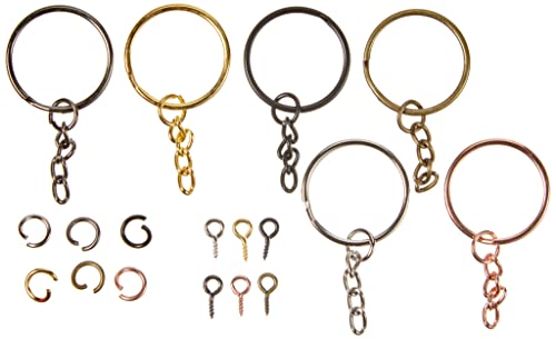 450Stk Schlüsselring mit Kette Schlusselanhang Set Schlüsselring Anhänger Basteln für Schlüssel Handwerk DIY, Schmuckherstellung (Style 1) von 通用