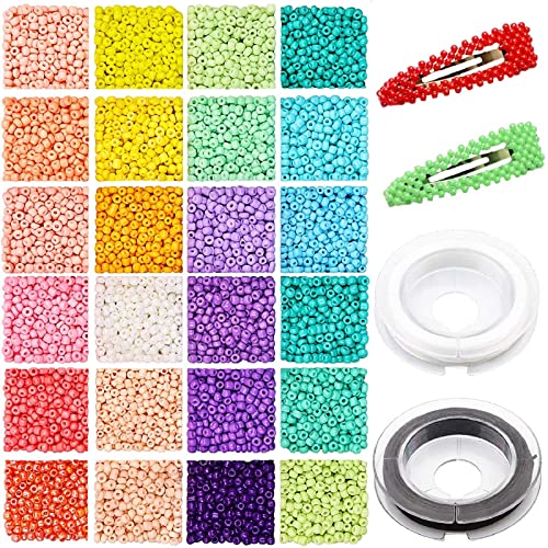 3mm Rocailles Perlen zum Auffädeln Bunte Perlen Armbänder, 4800 Stück Kleine Glasperlen Bastelperlen für DIY Armbänder Halskette Ohrringe Schmuck machen und DIY Handwerk von Prettme