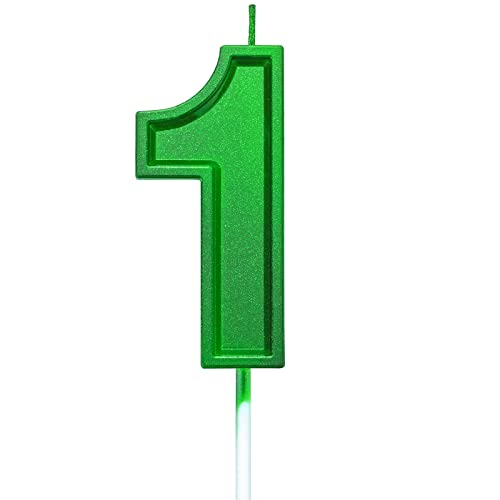7 cm hohe grüne Geburtstagskerzen, Zahl 1, glitzernd, Grün, "Happy Birthday", Kuchendekoration, Dekoration und Feiern, für Erwachsene/Kinder, Party, Backen (7 cm, Nummer 1, grün) von 通用