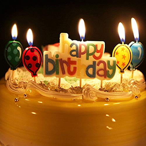 BN Geburtstagskerze Süße Bunte Happy Birthday Alphabet Kerzen Und Ballon Kerzen Kit Für Kuchendeckel Kuchendekoration von CHUANGOU