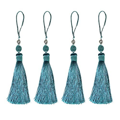 Fenghuangwu 4 Stück bunte Quasten einfach elegant Handwerk Quaste Anhänger hängen Seil Perlen Quasten Trim DIY Kleidung dekorative Schlüssel Quasten für Schlüsselanhänger (blau) von 通用