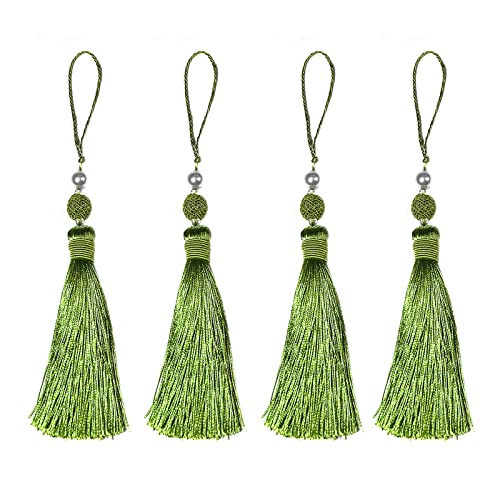 Fenghuangwu 4 Stück bunte Quasten einfach elegant Handwerk Quaste Anhänger hängen Seil Perlen Quasten Trim DIY Kleidung dekorative Schlüssel Quasten für Schlüsselanhänger (grün) von 通用