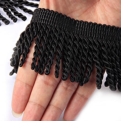 Fenghuangwu Vorhang Fransen Bullion Fransen Trim 2,5 Zoll Stoff Borten Nähen DIY Dekoration für Vorhang Sofa Kleidung (9,1 m, Schwarz) von 通用