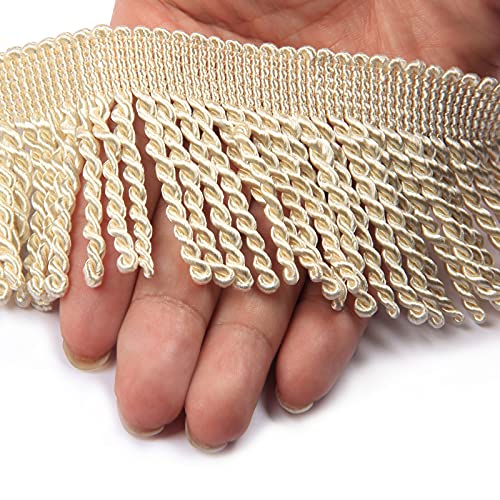 Fenghuangwu Vorhang Fransen Bullion Fransen Trim 6.3 cm Stoff Borten Nähen DIY Dekoration für Vorhang Sofa Kleidung (4,5 m, Beige) von 通用