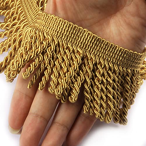 Fenghuangwu Vorhang Fransen Bullion Fransen Trim 2,5 Zoll Stoffborten Nähen DIY Dekoration für Vorhang Sofa Kleidung (5 Yard, Gold) von 通用