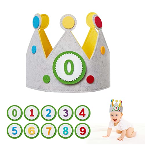 Geburtstagskrone, Geburtstagskrone Kinder, Krone Geburtstag, Geburtstagskrone Stoff, Geburtstag Kinderkrone für Jungs & Mädchen mit Auswechselbaren Zahlen von 0 - 9, 27 x 17 x 2.3cm, Grau Geburtstagskrone, Geburtstagskrone Kinder, Krone Geburtstag, Geburtstagskrone Stoff, Geburtstag Kinderkrone für Jungs & Mädchen mit Auswechselbaren Zahlen von 0 - 9, 27 x 17 x 2.3cm, Grau von 通用
