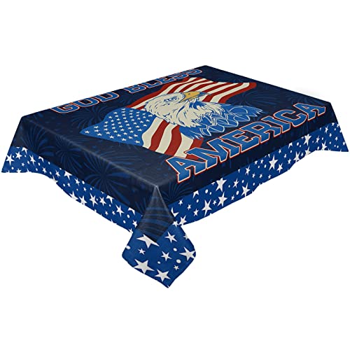 Küchentischabdeckung Gott Segne Amerika Eagle Wachstischdecke Staubdicht Tischdecke Abwaschbar Wachstuch-Tischdecke Für Outdoor, Picknick 137X183Cm von 琼海家源尔商贸有限公司