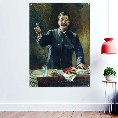 Leinwand-Gemälde "Great Sowjetunion" CCCP UdSSR Präsident Stalin, Wanddekoration, kommunistischer Believer-Kunstwerk, Banner, Flagge, Geschenk, 96 x 144 cm von 通用