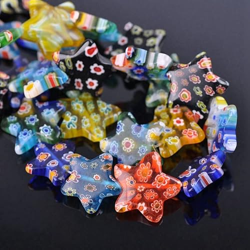 Millefiori-Glasperlen in Sternform, 8 mm, 14 mm, 20 mm, gemischte Blumenmuster, lose Perlen für Bastelarbeiten, Schmuckherstellung, 20 mm, 5 Stück Millefiori-Glasperlen in Sternform, 8 mm, 14 mm, 20 mm, gemischte Blumenmuster, lose Perlen für Bastelarbeiten, Schmuckherstellung, 20 mm, 5 Stück von 通用