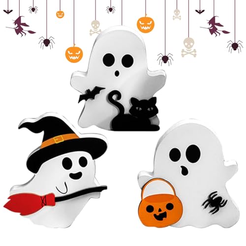 Niedliche Geisterdekorationen, Geister-Halloween-Dekorationen – Geister-Tischdekorationen, gruselige niedliche Halloween-Dekorationen, Holztablett, dekoratives Tischschild für Party, Zuhause, Niedliche Geisterdekorationen, Geister-Halloween-Dekorationen – Geister-Tischdekorationen, gruselige niedliche Halloween-Dekorationen, Holztablett, dekoratives Tischschild für Party, Zuhause, von ノーブランド品