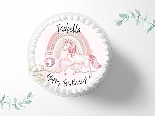 Tortenaufleger Einhorn personalisierbar zum Geburtstag, ⌀20cm rund Zuckerbild, Foto für Torten, Fondant 3008G Tortenaufleger Einhorn personalisierbar zum Geburtstag, ⌀20cm rund Zuckerbild, Foto für Torten, Fondant 3008G von toauo