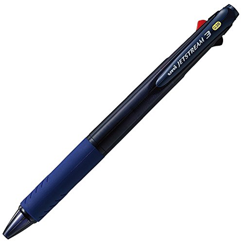 Uni Kugelschreiber Jetstream 3 Farben Schwarz, Rot, Blaue Tinte, 0,38 mm, Transparent Navy (SXE340038T.9) von 三菱鉛筆