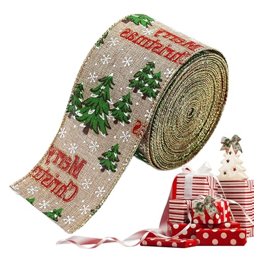 Weihnachtsbänder – Weihnachtsbaumbänder | Weihnachtsdrahtbänder | Urlaubsschlangen zum Verpacken von Drahtbändern | dekoratives Schleifenzubehör mit Drahtkante, dekorative Geschenkbänder für Bauernhof von ノーブランド品