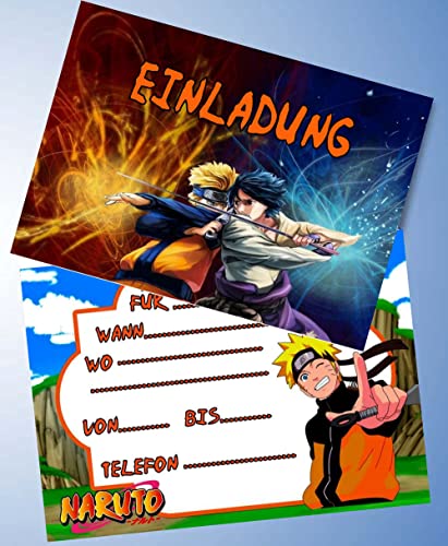 12 Einladungskarten & 12 Umschläge für Geburtstag Partys und Kindergeburtstag Kompatibel mit Naruto Nr. 001 von Guoml