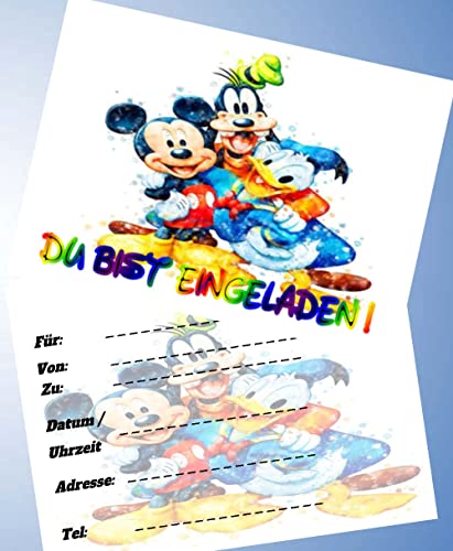 10 Einladungskarten für Geburtstag Partys und Kindergeburtstag Micky Maus Nr. 1 von 000