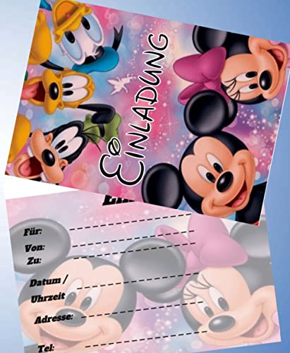 10 Einladungskarten für Geburtstag Partys und Kindergeburtstag Micky Maus Nr.02 von 000