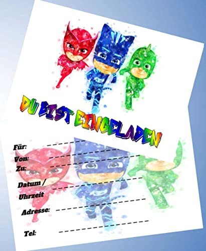 12 Einladungskarten & 12 Umschläge für Geburtstag Partys und Kindergeburtstag Pj Masks Nr. 01 12 Einladungskarten & 12 Umschläge für Geburtstag Partys und Kindergeburtstag Pj Masks Nr. 01 von COXZD