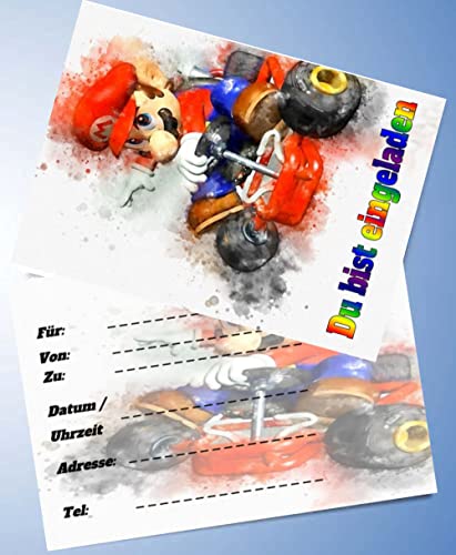 000 12 Einladungskarten & 12 Umschläge für Geburtstag Partys und Kindergeburtstag Super Mario Nr. 12 von Guoml