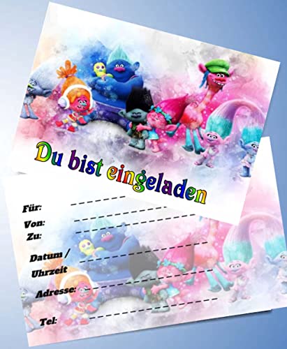 12 Einladungskarten & 12 Umschläge für Geburtstag Partys und Kindergeburtstag Trolls Nr. 01 12 Einladungskarten & 12 Umschläge für Geburtstag Partys und Kindergeburtstag Trolls Nr. 01 von 000