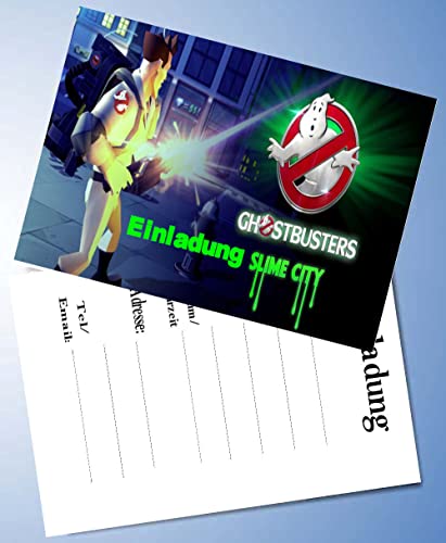 000 12 Einladungskarten & 12 Umschläge für Geburtstag Partys und Kindergeburtstag kompatibel mit Ghostbusters Nr. 2 von 000