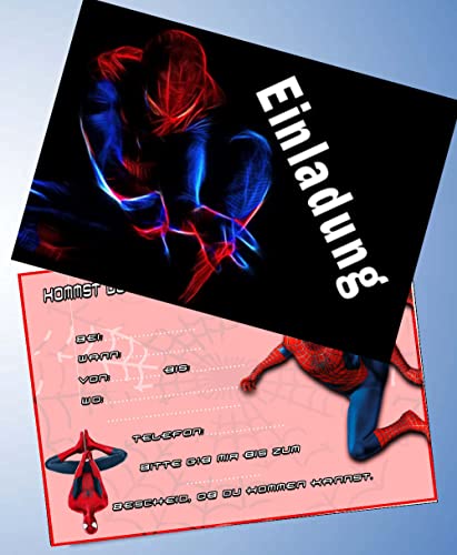 000 10 Einladungskarten für Geburtstag Partys und Kindergeburtstag kompatibel mit Spiderman Nr. 4 von 000