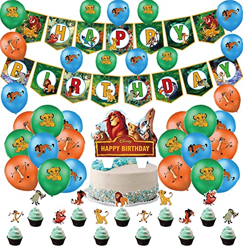 Geburtstag Dekoration Löwen Luftballons Alles Gute zum Geburtstag Girlande Kuchen Topper Geburtstagsdeko für König Der LöwenKindergeburtstag Deko von 000