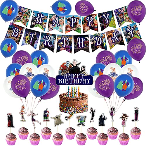 Hotel Transilvanien Geburtstagsdeko Hotel Transylvania Luftballons Kindergeburtstag Ballons Alles Gute zum Geburtstag Girlande Kuchendeckel für Kinder Anime Geburtstag Partei Dekoration von 000