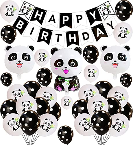 Panda Geburtstag Dekoration Luftballons Alles Gute Zum Geburtstag Girlande Kindergeburtstag Deko Panda Folienballons für Kinder Party Dekorationen von 000