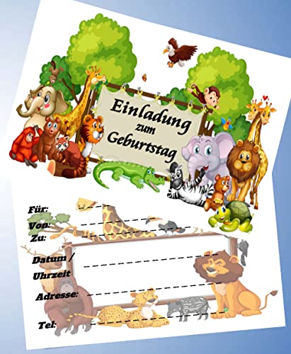 10 Einladungskarten für Geburtstag Partys und Kindergeburtstag Zoo / Dschungeltiere Nr. 1 10 Einladungskarten für Geburtstag Partys und Kindergeburtstag Zoo / Dschungeltiere Nr. 1 von 0000