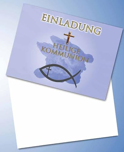 10er Set + 10 Umschläge Kommunion, Einladungskarten, Format DIN A6 (Postkarte 148 x 105 mm), 0047 von 0001