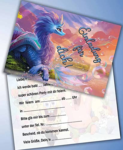 Einladungskarten 10er Set + 10 Umschläge Kindergeburtstag kompatibel mit Raya and the Last Dragon, Format DIN A6 (Postkarte 148 x 105 mm), 0035 von 0001