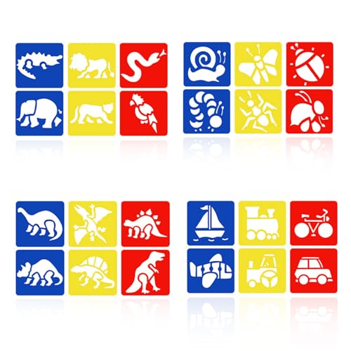 0XBIT 26 Stück Malschablonen Kinder, Schablonen Kinder, Malschablonen, Schablonen, Wiederverwendbar, für Kinderzeichnungen von 0XBIT