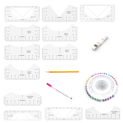 0XBIT Ausrichtungslineal Plotter, 12 Stück T-Shirt Ruler Guide, Transparente Lineal T-Shirt mit Flexiblem Lineal, Perlennadel, Nähstift und Fade-Stift, T-Shirt Ausrichtung Lineal ist für T-Shirts Geei 0XBIT Ausrichtungslineal Plotter, 12 Stück T-Shirt Ruler Guide, Transparente Lineal T-Shirt mit Flexiblem Lineal, Perlennadel, Nähstift und Fade-Stift, T-Shirt Ausrichtung Lineal ist für T-Shirts Geei von 0XBIT