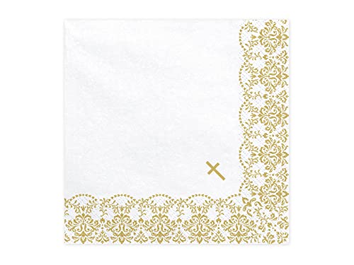 20 Servietten 33x33cm weiß mit goldenem Ornament Kommunion Konfirmation Taufe 20 Servietten 33x33cm weiß mit goldenem Ornament Kommunion Konfirmation Taufe von 1