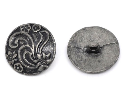 10 Stück Metallknöpfe Ösenknopf antiksilber Keltic -Muster, Ø ca. 20mm, Lochgröße 2,4mm von 10