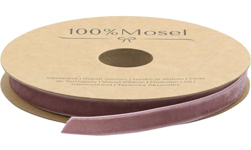 100% Mosel Dekoband Samt, in Altrosa (1 cm x 10 m), Geschenkband in Samt-Optik, edles Schleifenband zum Dekorieren & Basteln, zum Einpacken besonderer Geschenke von 100%Mosel