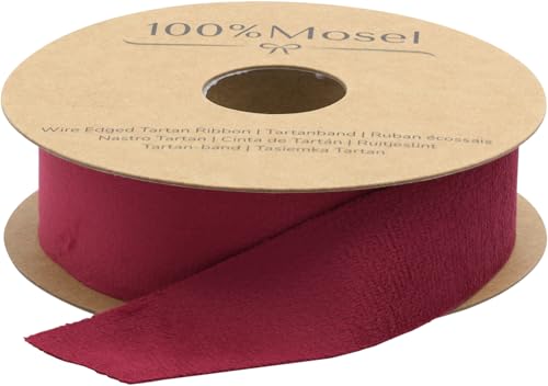 100% Mosel Dekoband Samt, in Bordeauxrot (2,5 cm x 10 m), Geschenkband in Samt-Optik, edles Schleifenband zum Dekorieren & Basteln, zum Einpacken besonderer Geschenke von 100%Mosel