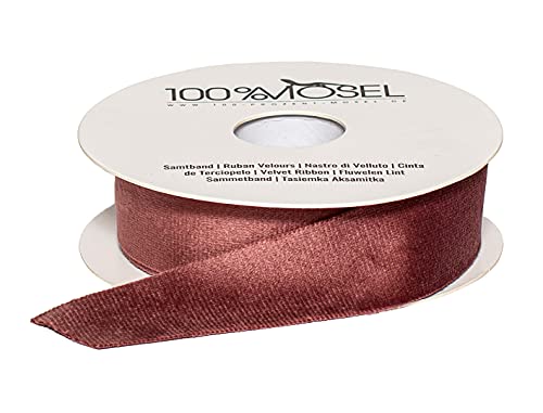 100% Mosel Dekoband Samt, in Altrosa (2,5 cm x 10 m), Geschenkband in Samt-Optik, edles Schleifenband zum Dekorieren & Basteln, zum Einpacken besonderer Geschenke von 100%Mosel