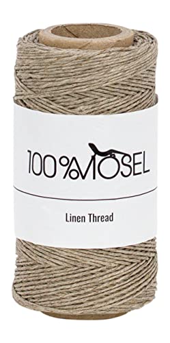 100% Mosel Leinenkordel, in Naturbraun, (1 mm x 100 m), gewachste Schnur aus Leinen, dünnes Geschenkband für Hochzeitsdekorationen, Verpackungsmaterial für jeden Anlass von 100%Mosel