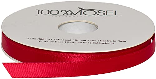 100% Mosel Satinband, in Rot (10 mm x 25 m), matt glänzendes Geschenkband, edles Schleifenband zum Dekorieren & Basteln, zum Einpacken besonderer Geschenke, für Hochzeit, Weihnachten uvm. von 100%Mosel