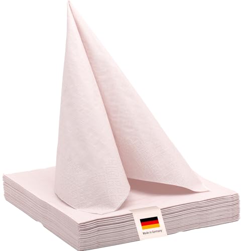 100% Mosel Servietten, 20 Stück (33 x 33 cm), in Blush Rosé, edle Tischdeko für Hochzeit, Kommunion, Konfirmation, Taufe & Geburtstag von 100%Mosel