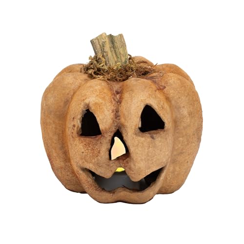 100 North Raggedy Junction Primitive Halloween Distressed Tan, Pappmaché mit echtem Kürbisstiel, Teelichthalter, Abdeckung, Dekoration, Jack-o-Lantern von 100 North