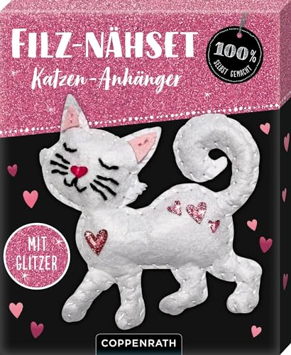 Filz-Nähset: Katzen-Anhänger (weiß) von 100% selbst gemacht